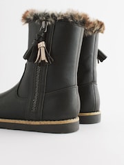 Black Standard Fit (F) Warm Lined Zip Boots - Image 3 of 6