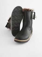 Black Standard Fit (F) Warm Lined Zip Boots - Image 4 of 6