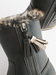 Black Standard Fit (F) Warm Lined Zip Boots - Image 5 of 6