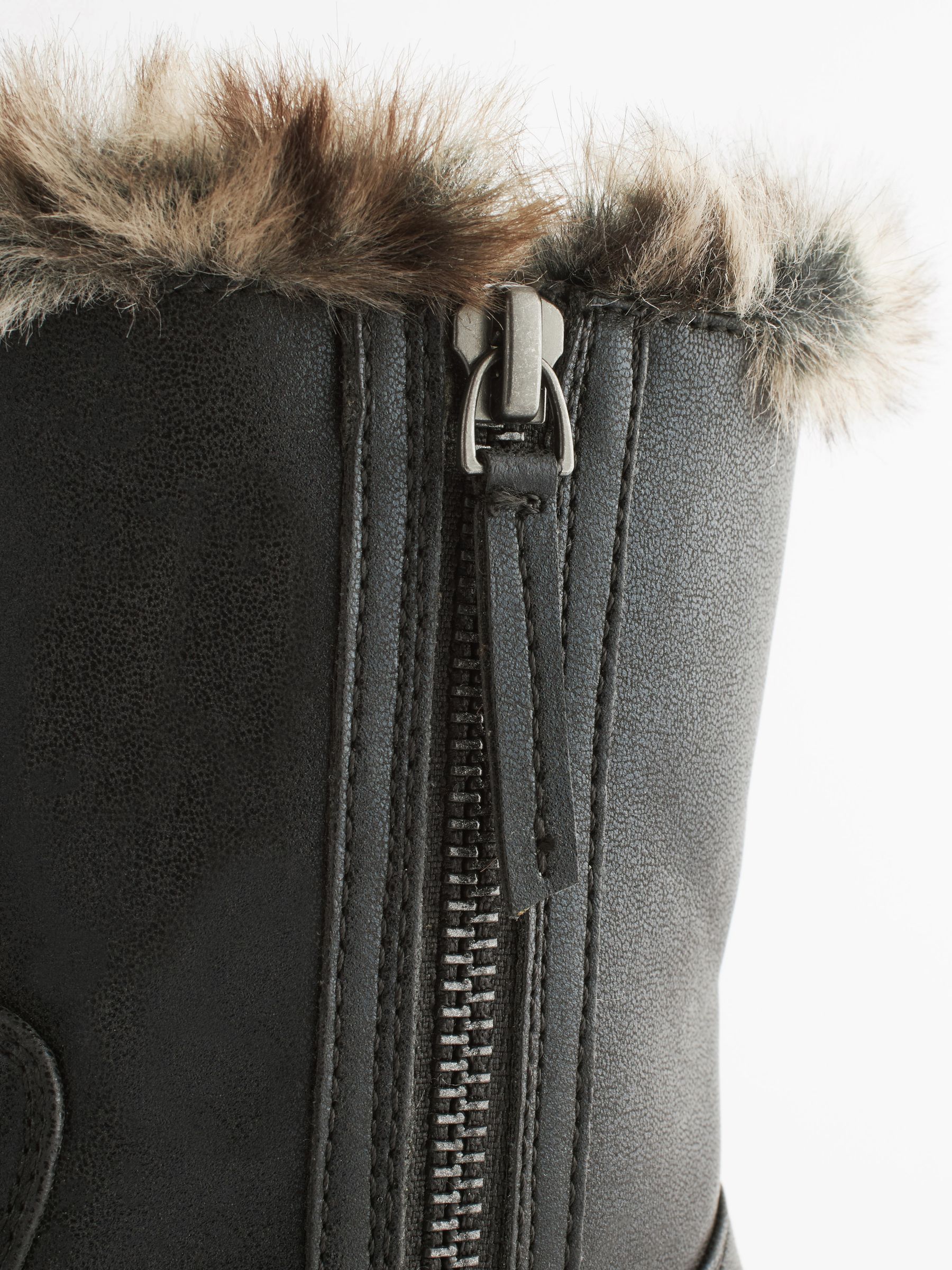 Buy Black Standard Fit F Warm Faux Fur Lined Zip Boots from Next Luxembourg