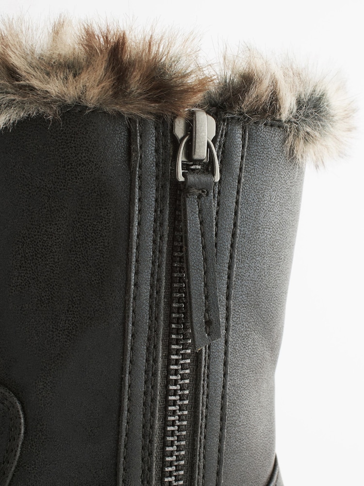 Black Standard Fit (F) Warm Lined Zip Boots - Image 6 of 6