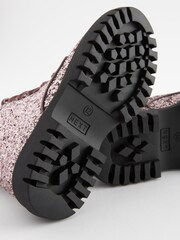 Pink Glitter Chunky Lace-Up Warm Lined Boots - Image 5 of 5