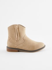 Neutral Brown Western Tassel Boots - Image 3 of 6