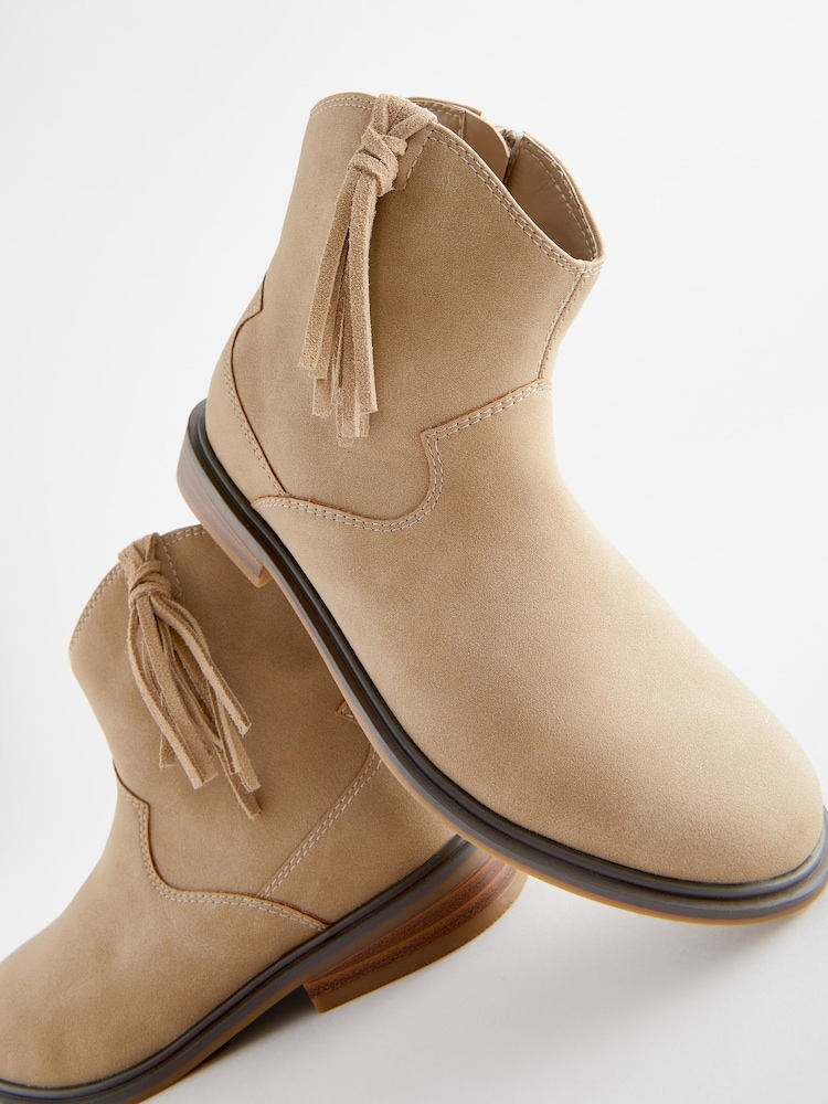 Neutral Brown Western Tassel Boots - Image 6 of 6