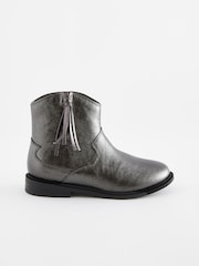 Silver Metallic Western Tassel Boots - Image 2 of 5