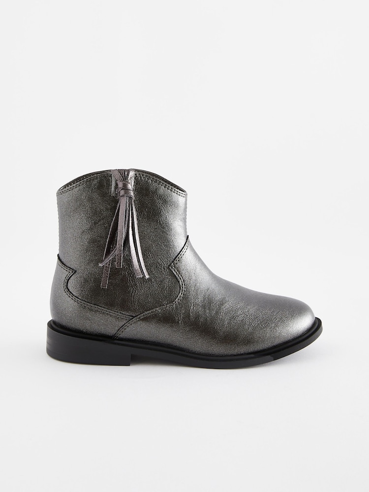 Silber-Metallic - Stiefel im Westernstil mit Quasten - Bild 2 von 5 Silber-Metallic - Stiefel im Westernstil mit Quasten - Bild 2 von 5