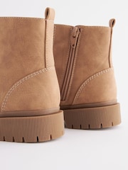 Neutral Brown Zip Front Chunky Boots - Image 5 of 6