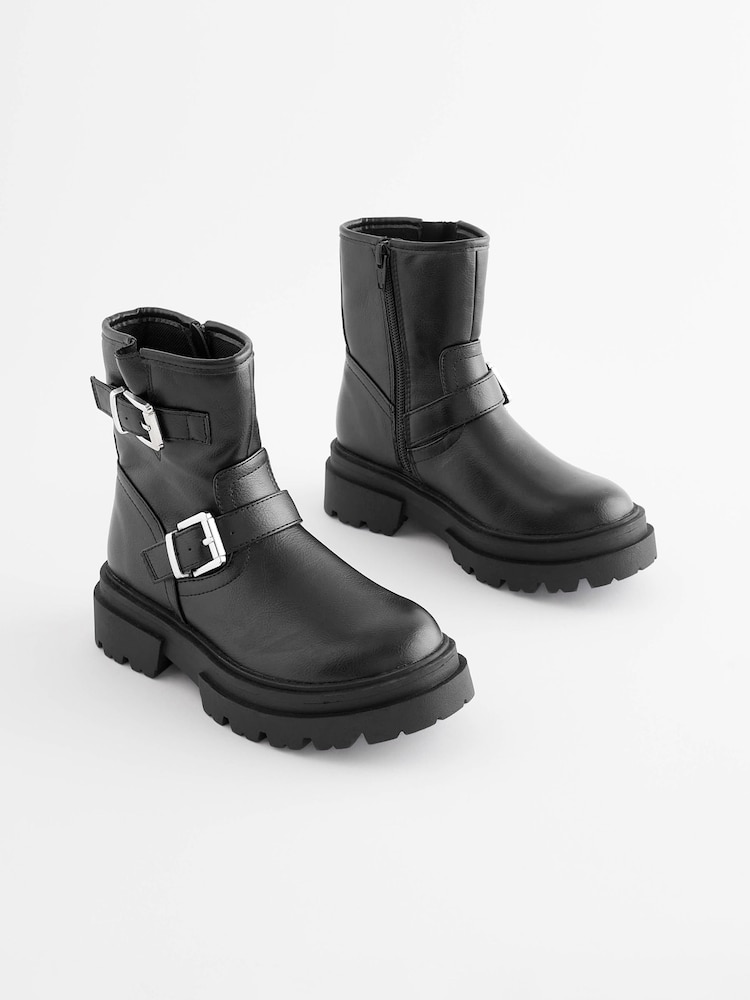 Schwarz - Bikerstiefel mit Schnalle - Bild 1 von 6