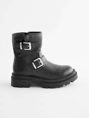 Schwarz - Bikerstiefel mit Schnalle - Bild 2 von 6