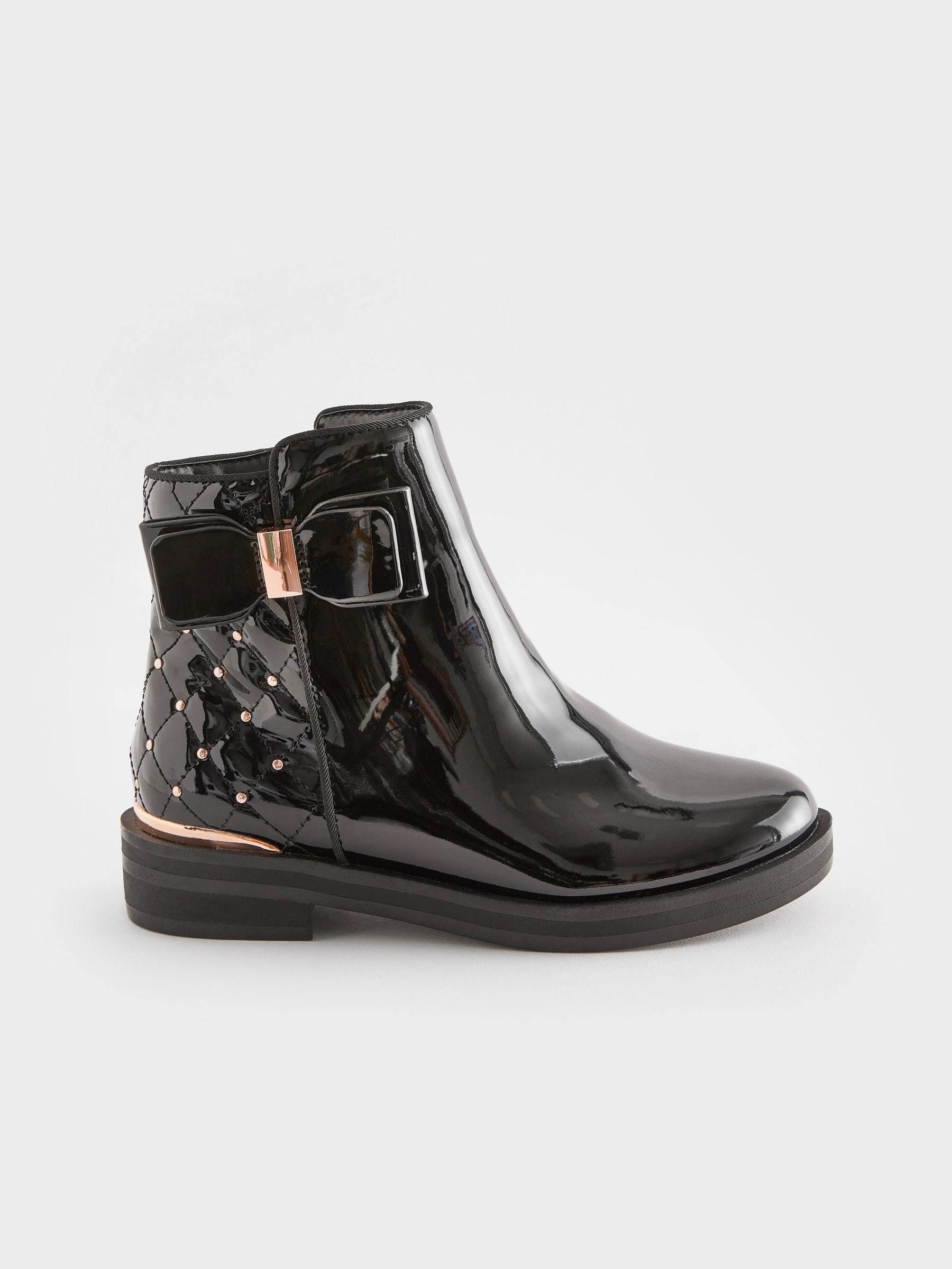 Buy Black Rose Gold Bow Stud Boots from Next Luxembourg