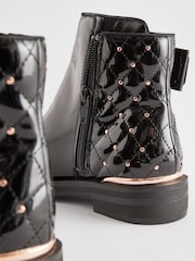Black/Rose Gold Bow Stud Boots - Image 5 of 5
