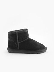 Black Short Warm Lined Water Repellent Suede Pull-On Boots - Image 2 of 5