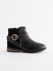 Black Standard Fit (F) Leather Ankle Boots - Image 2 of 5