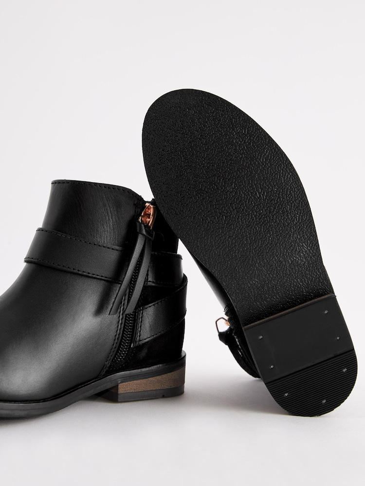 Black Standard Fit (F) Leather Ankle Boots - Image 5 of 5