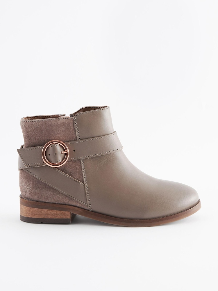 Neutral Brown Standard Fit (F) Leather Ankle Boots - Image 2 of 5