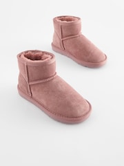 Dark Rose Pink Short Warm Lined Water Repellent Suede Pull-On Boots - Image 1 of 5