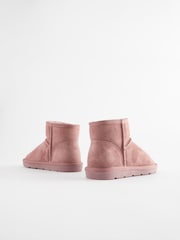 Dark Rose Pink Short Warm Lined Water Repellent Suede Pull-On Boots - Image 3 of 5
