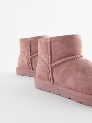 Dark Rose Pink Short Warm Lined Water Repellent Suede Pull-On Boots - Image 5 of 5