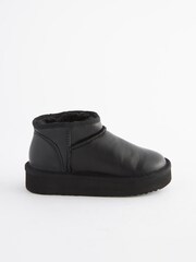 Black Flatform Mini Warm Lined Water Repellent Suede Pull-On Boots - Image 2 of 6