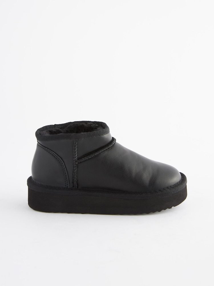 Black Flatform Mini Warm Lined Water Repellent Suede Pull-On Boots - Image 2 of 6