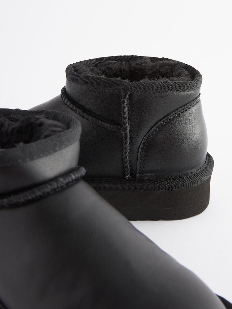 Black Flatform Mini Warm Lined Water Repellent Suede Pull-On Boots - Image 6 of 6