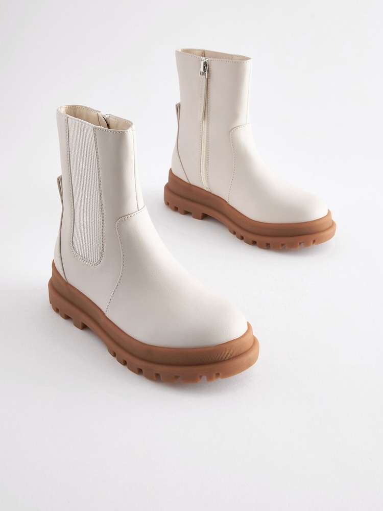 Bone Cream Chunky Chelsea Sock Boots - Image 1 of 7