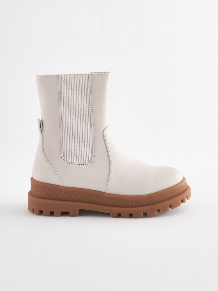 Bone Cream Chunky Chelsea Sock Boots - Image 2 of 7