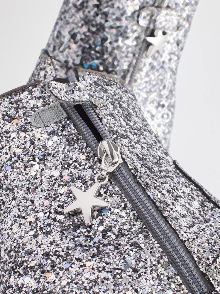 Silver Sparkle Occasion Heeled Boots - Image 5 of 5