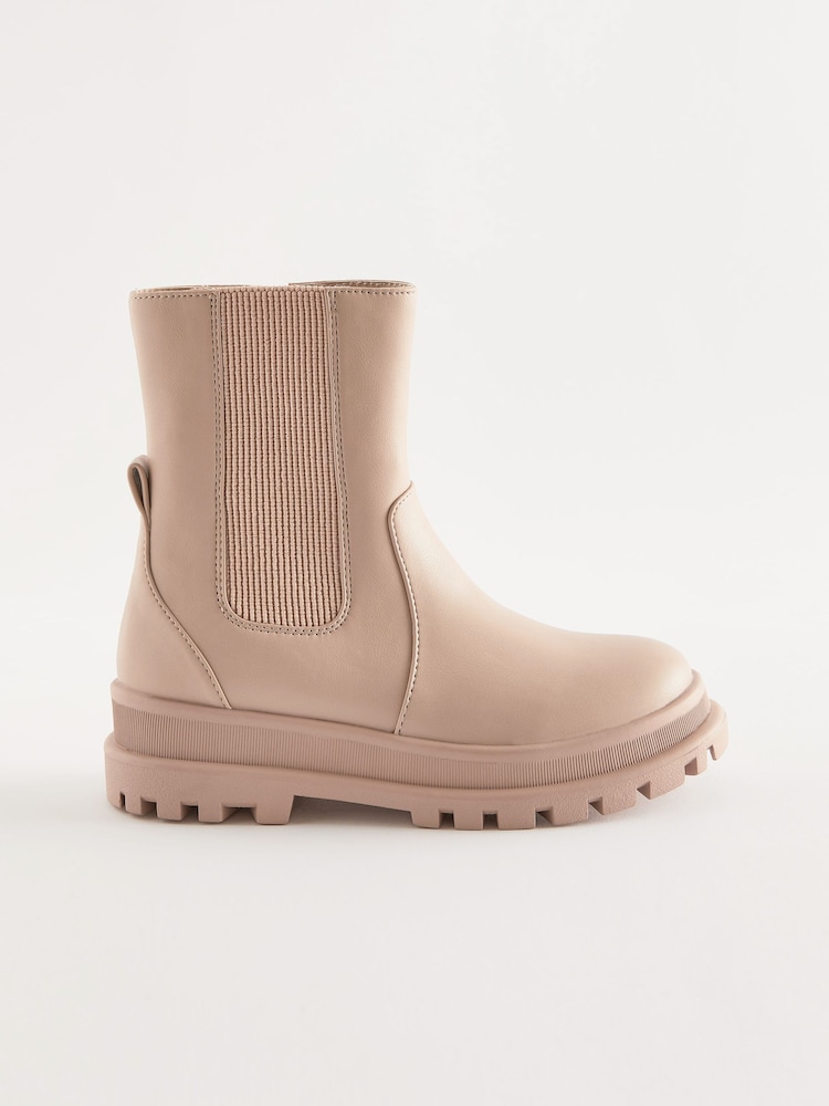 Nude Pink Chunky Chelsea Sock Boots - Image 2 of 5