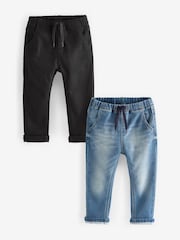 modra/črna Denim - Super mehke kavbojke z raztegljivimi rokavi 2 Pack (3mths-7yrs) - Slika 1 iz 4
