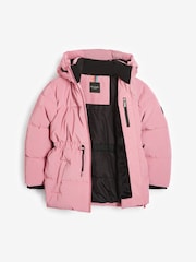 Paul Smith Junior Girls Khaki Green Faux Fur Trim Quilted Jacket - Image 8 of 9