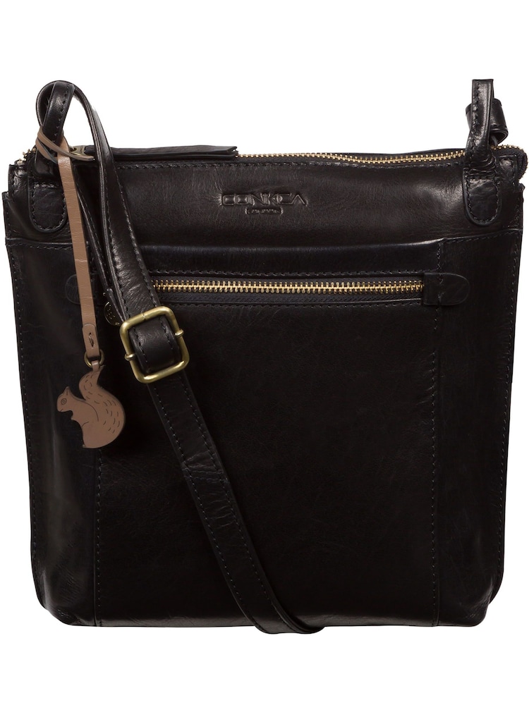 Negro - Bolso bandolera de cuero Rego de Conkca - Imagen 1 de 6