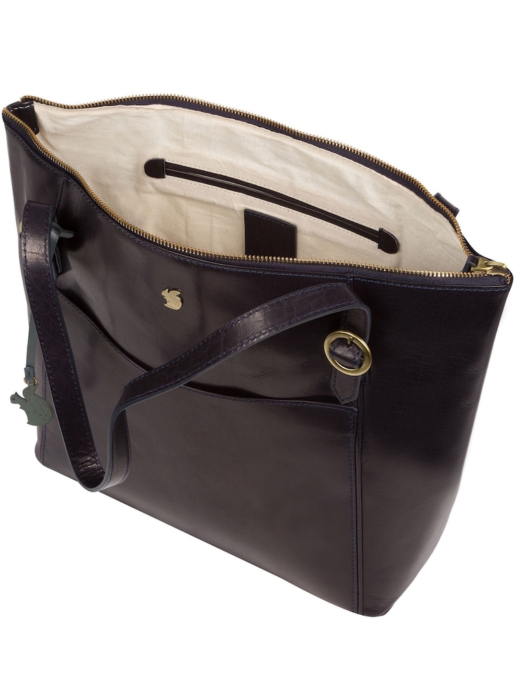 Granatowy - Conkca Mondo Leather Tote Bag - Image 4 of 6