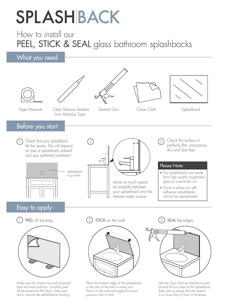 Pearl Shimmer Pearl Glass Bathroom Splashback 60x25cm - Image 6 of 6