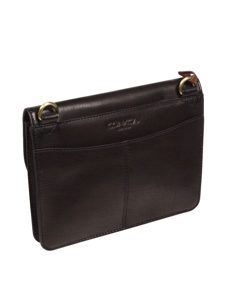 Schwarz - Conkca Cara Clutch zum Umhängen aus Leder - Bild 2 von 6