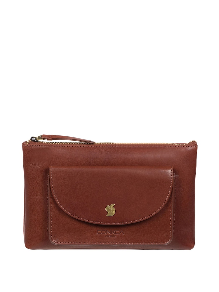 Kastanienbraun - Conkca Treasure Clutch aus Leder - Bild 1 von 5