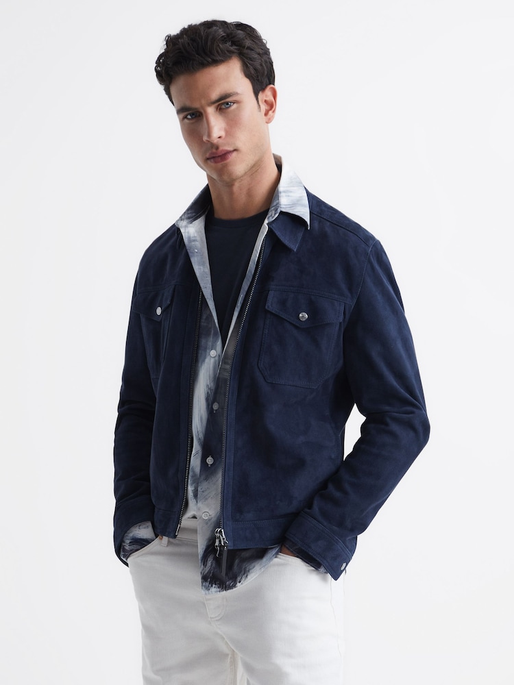 Reiss Navy/Multi Dissly Slim Fit Printed Shirt - Image 6 of 6