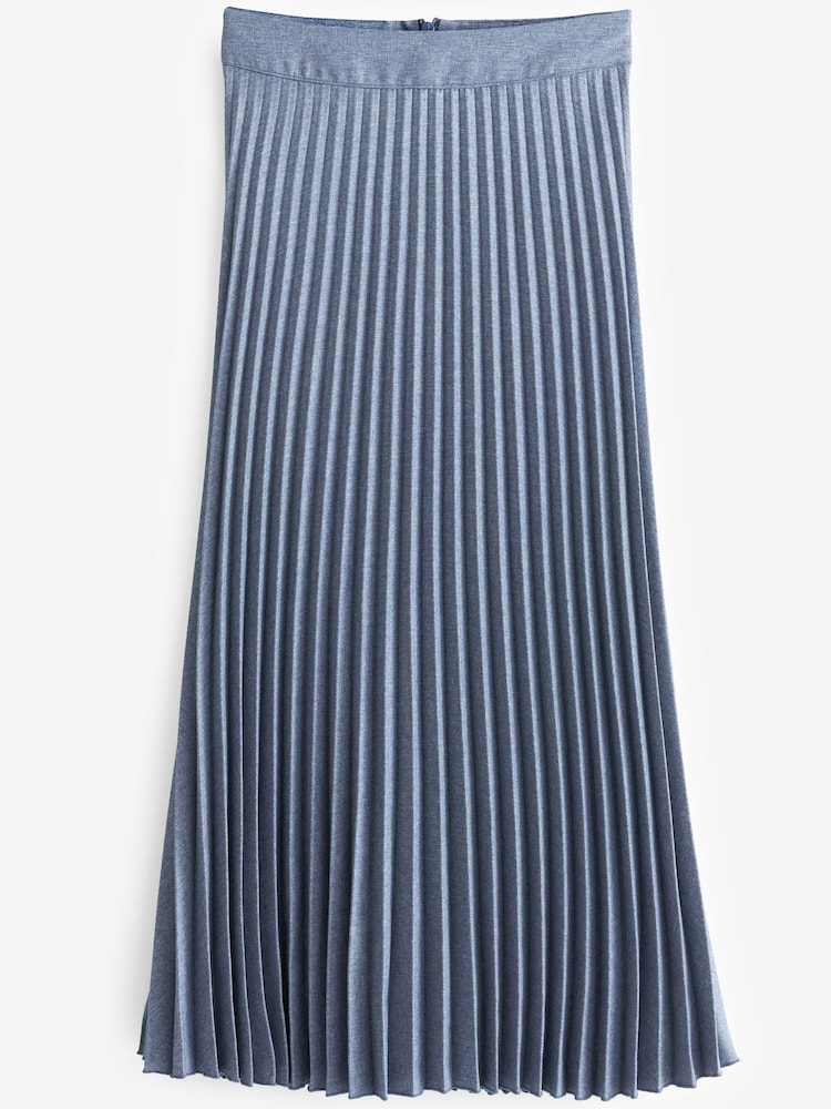 Marineblau/blau - Mittellanger, figurbetonter Faltenrock - Bild 5 von 5