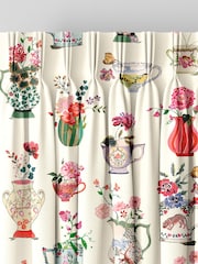 Cath Kidston Cream Cups And Vases Made To Measure 100% Cotton Curtains - Image 5 of 9