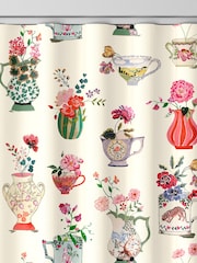 Cath Kidston Cream Cups And Vases Made To Measure 100% Cotton Curtains - Image 8 of 9