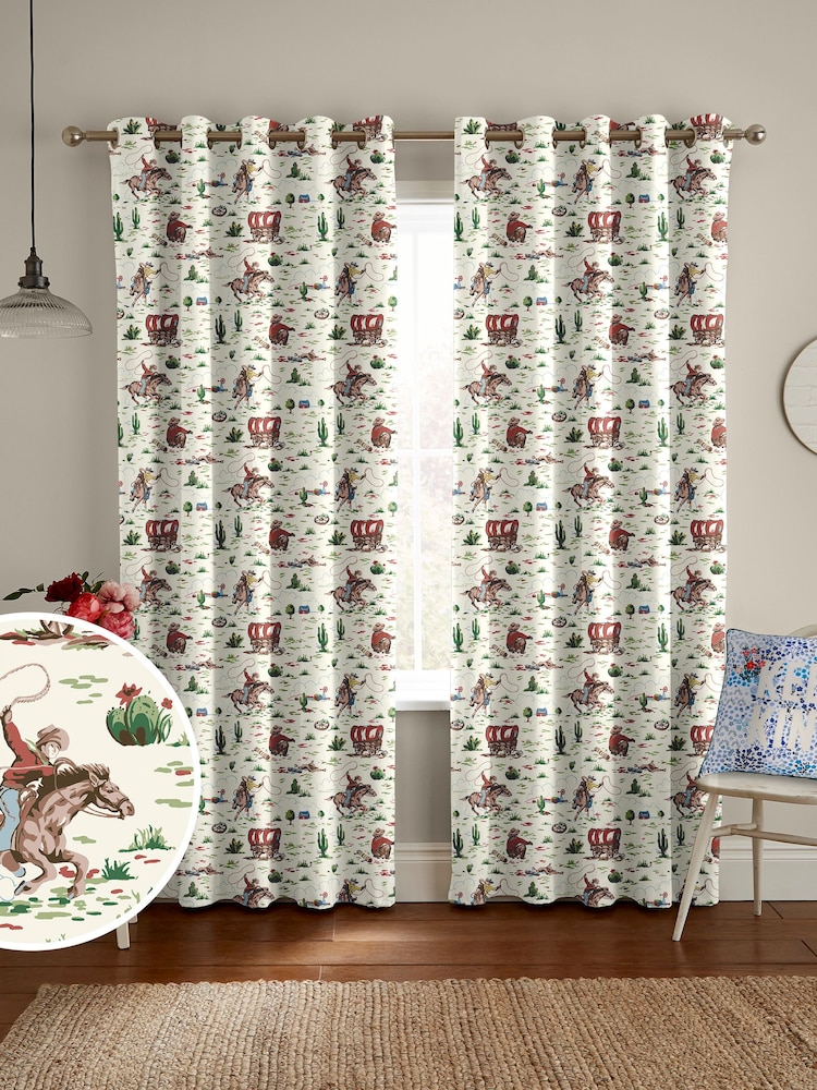 Cath Kidston Multi Cowboy Made To Measure 100% Cotton Curtains - Image 1 of 9