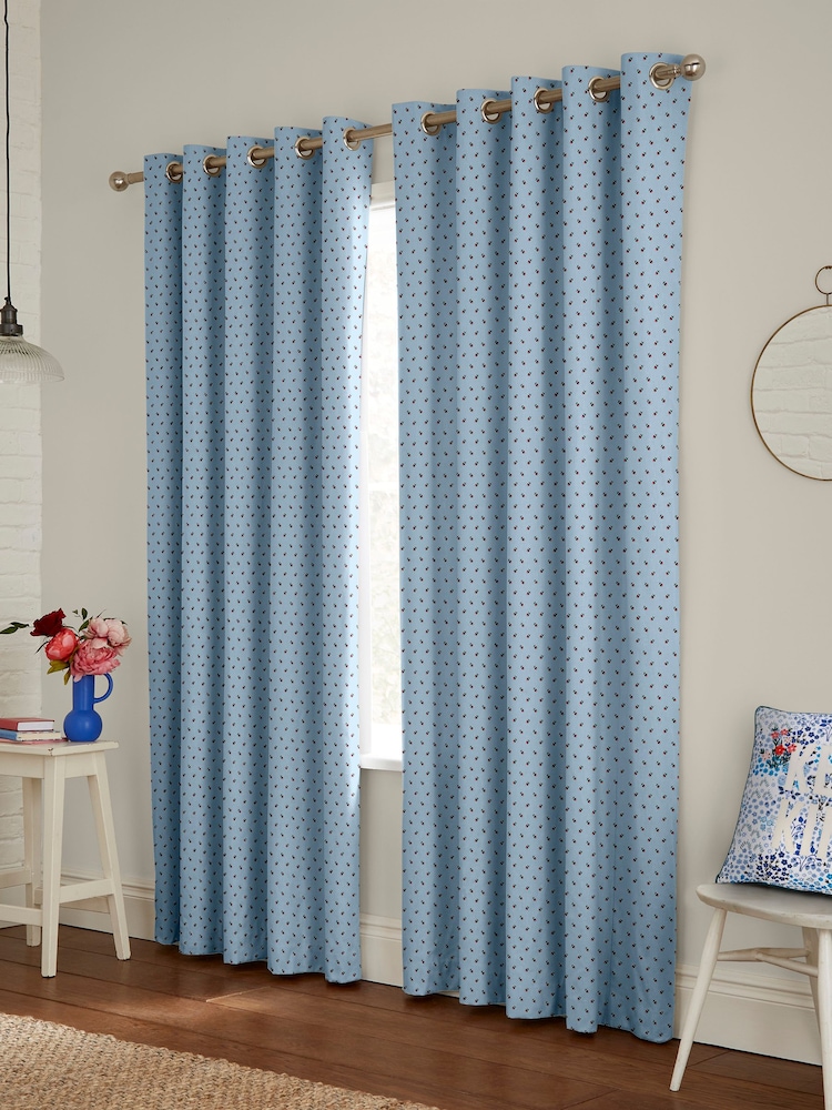 Cath Kidston Blue Rose Bud Made To Measure 100% Cotton Curtains - Image 2 of 9