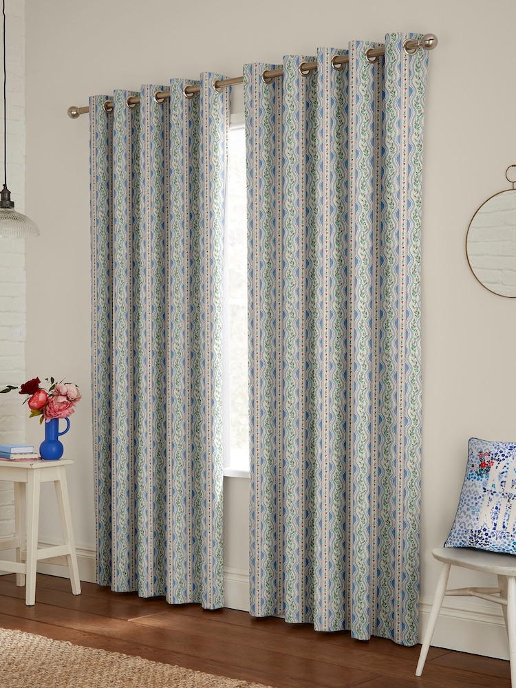 Cath Kidston Blue Wiggle Rose Made To Measure 100% Cotton Curtains - Image 2 of 9