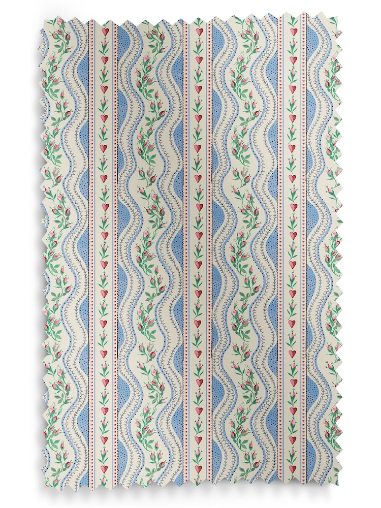 Cath Kidston Blue Wiggle Rose Made To Measure 100% Cotton Curtains - Image 9 of 9