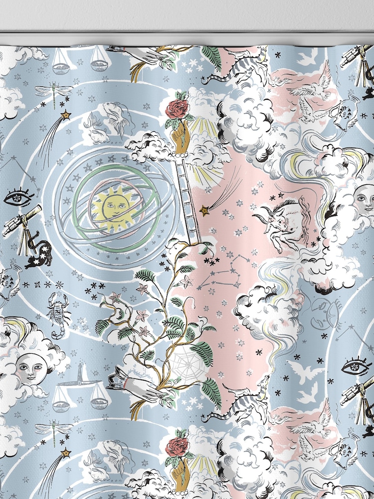 Cath Kidston Blue Power To The Peaceful Made To Measure 100% Cotton Curtains - Image 6 of 9