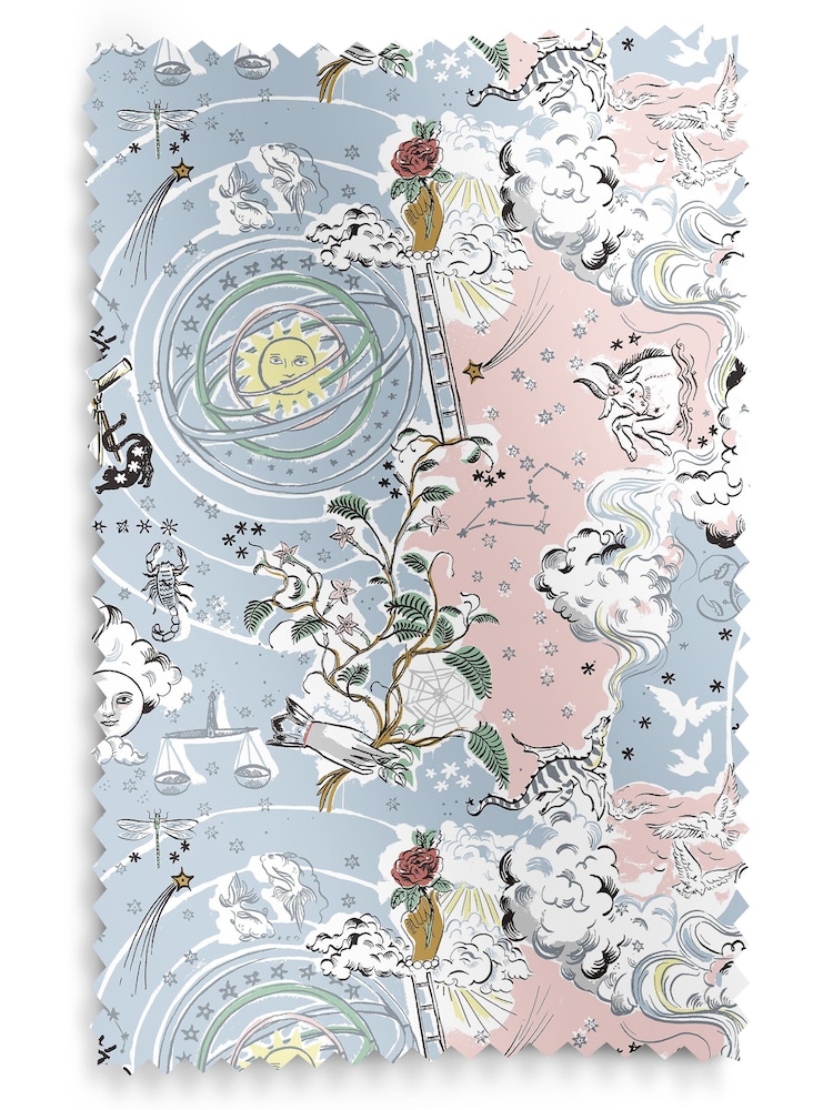 Cath Kidston Blue Power To The Peaceful Made To Measure 100% Cotton Curtains - Image 7 of 9