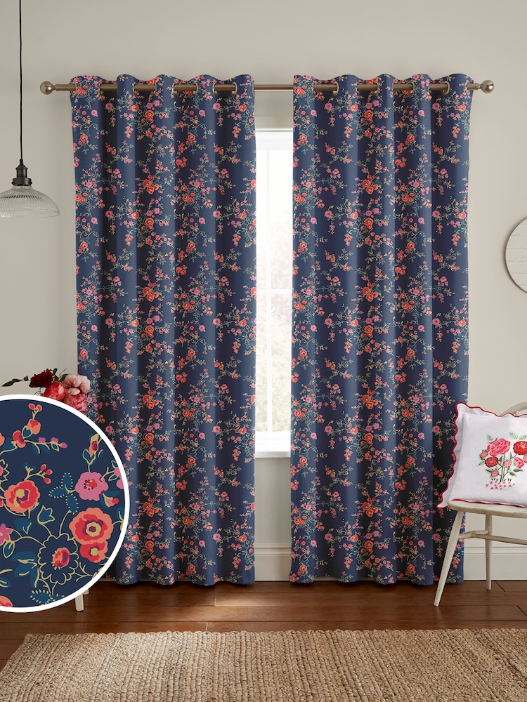Cath Kidston Blue Millfield Blossom Made To Measure Curtains - Image 1 of 9