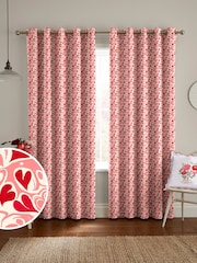 Cath Kidston Red Marble Hearts Made To Measure 100% Cotton Curtains - Image 1 of 9