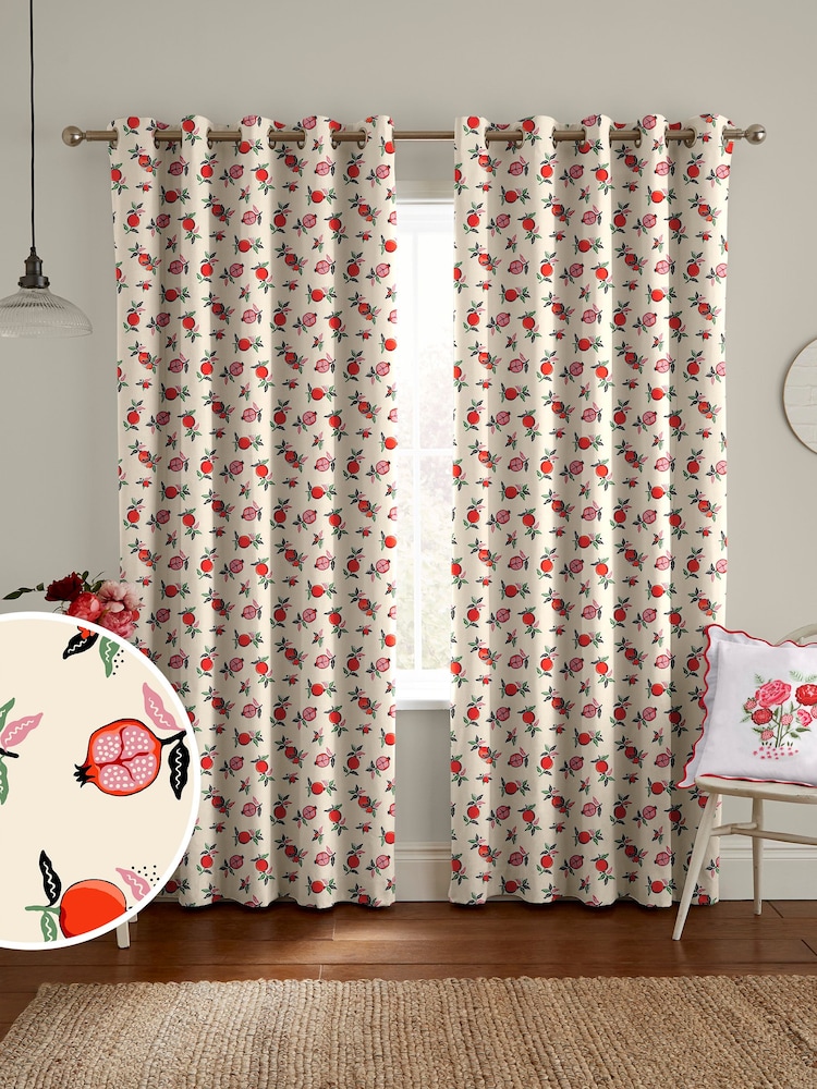 Cath Kidston Orange Pomegranate Made To Measure 100% Cotton Curtains - Image 1 of 9