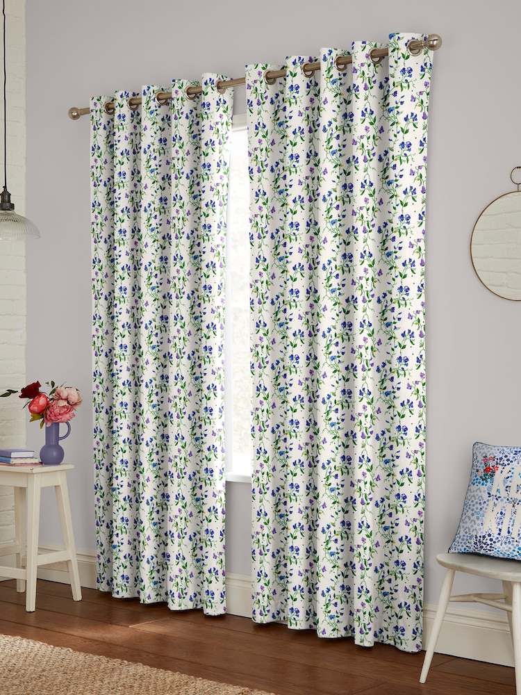 Cath Kidston Purple Sweet Pea Made To Measure 100% Cotton Curtains - Image 2 of 9
